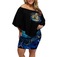 Mummy Skull Off Shoulder Short Dress I'm Going To Hell to Pick You Up - Wonder Print Shop