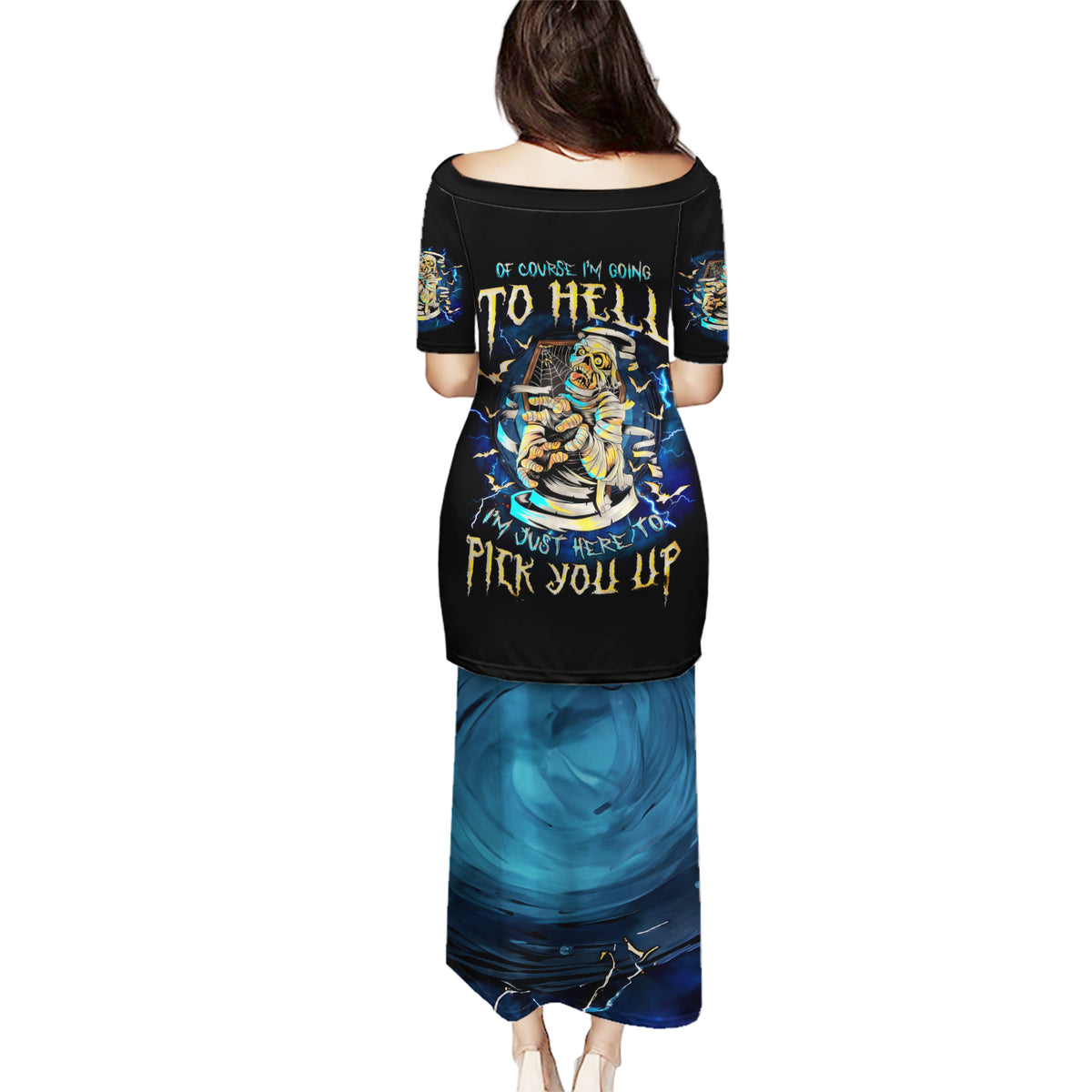 Mummy Skull Puletasi I'm Going To Hell to Pick You Up - Wonder Print Shop