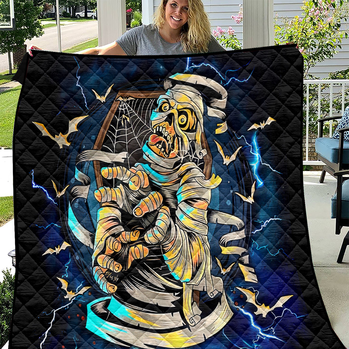 Mummy Skull Quilt I'm Going To Hell to Pick You Up - Wonder Print Shop