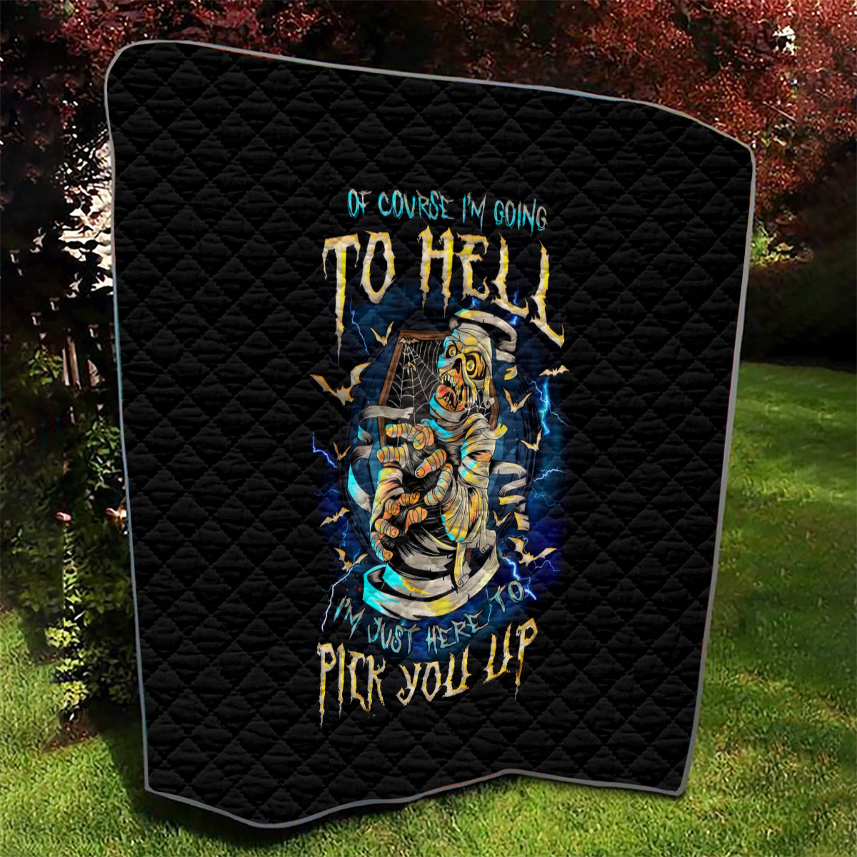 Mummy Skull Quilt I'm Going To Hell to Pick You Up - Wonder Print Shop