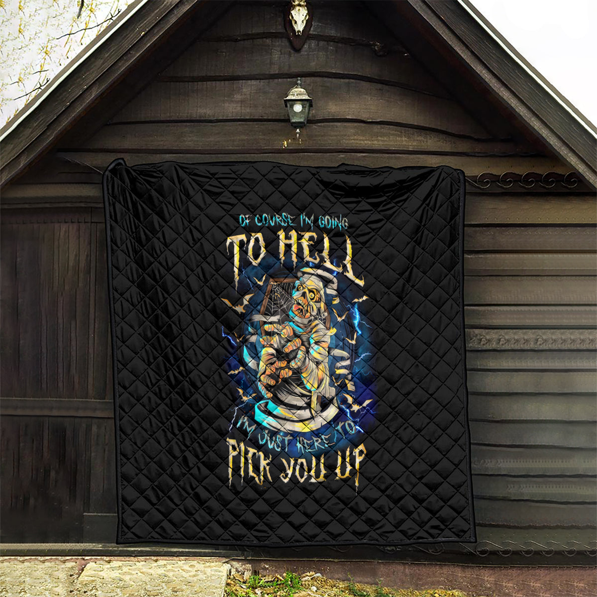Mummy Skull Quilt I'm Going To Hell to Pick You Up - Wonder Print Shop