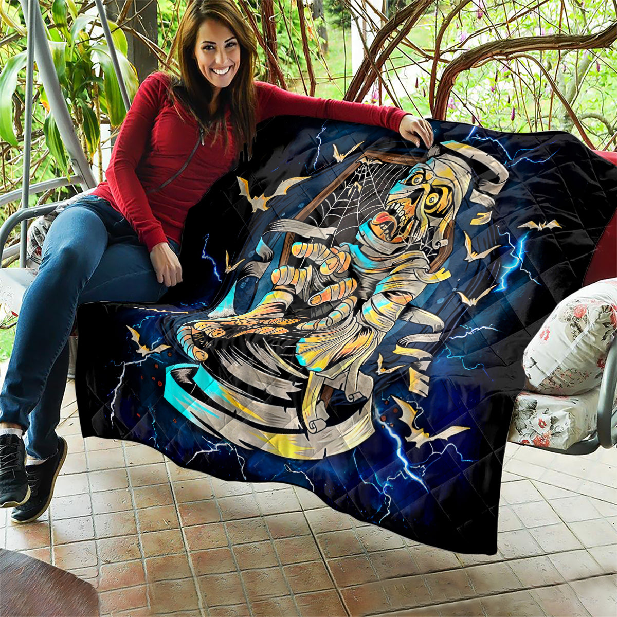 Mummy Skull Quilt I'm Going To Hell to Pick You Up - Wonder Print Shop