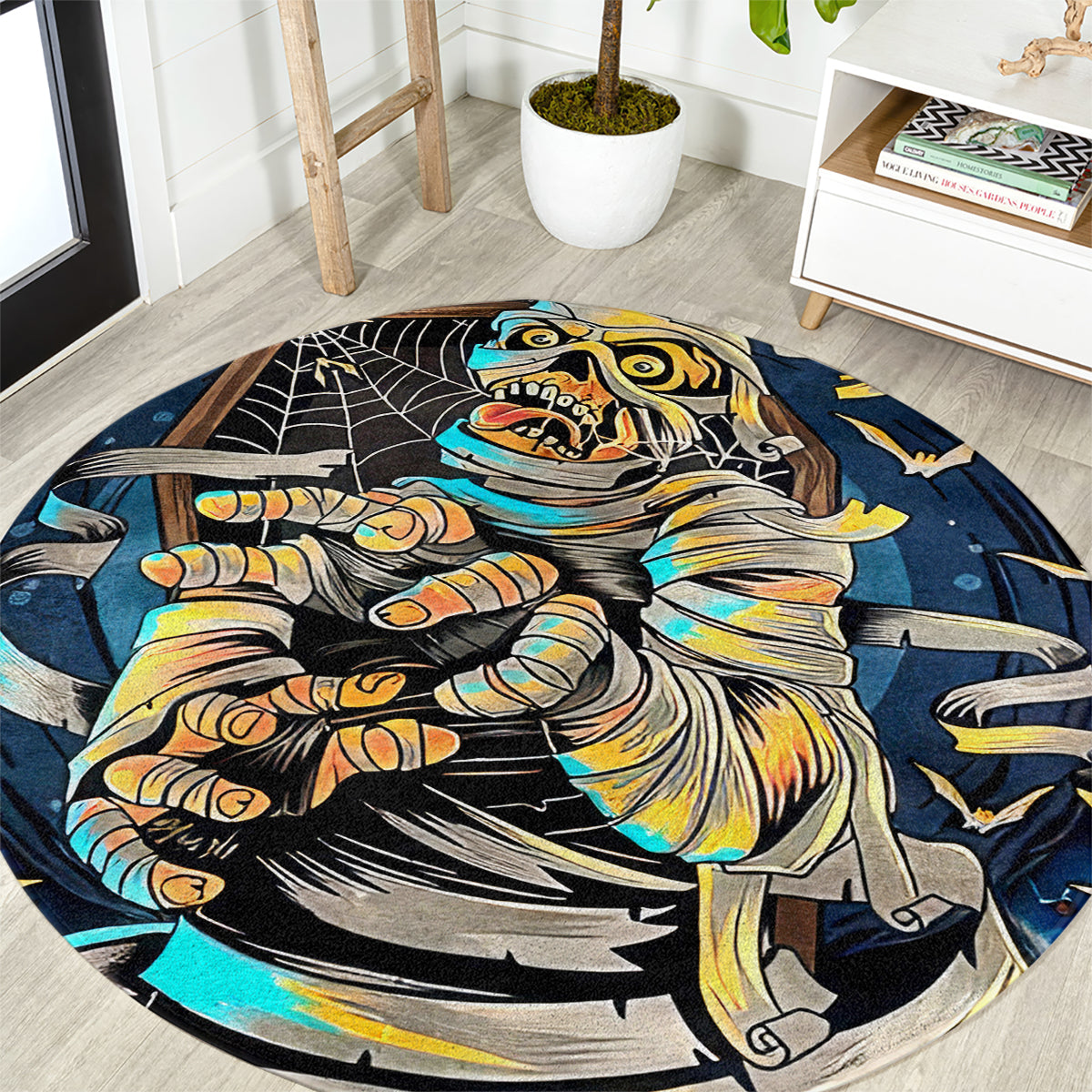 Mummy Skull Round Carpet I'm Going To Hell to Pick You Up