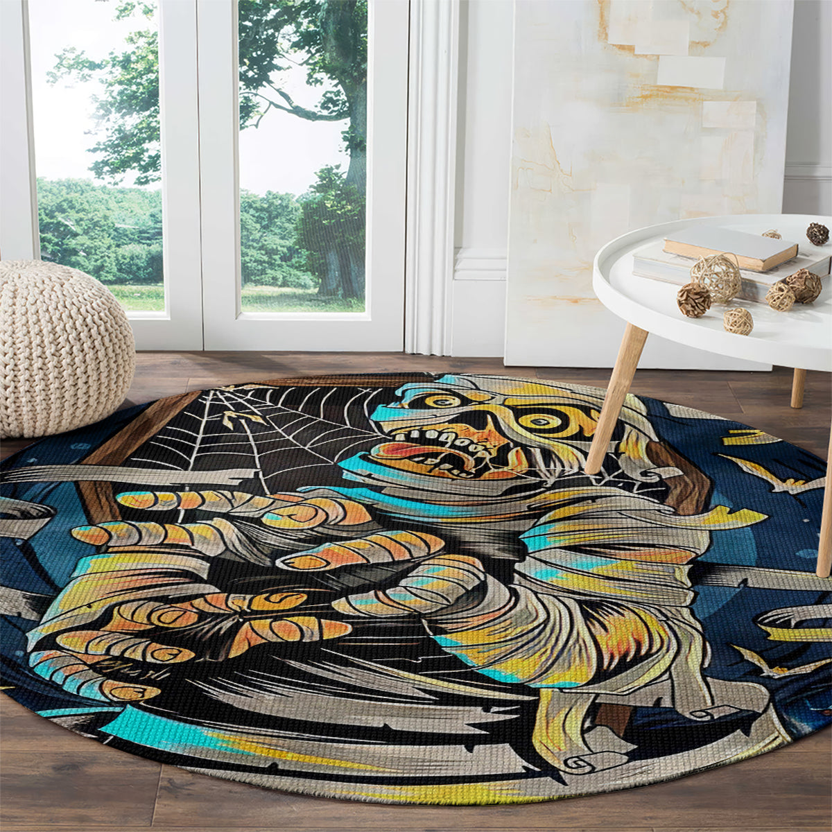 Mummy Skull Round Carpet I'm Going To Hell to Pick You Up