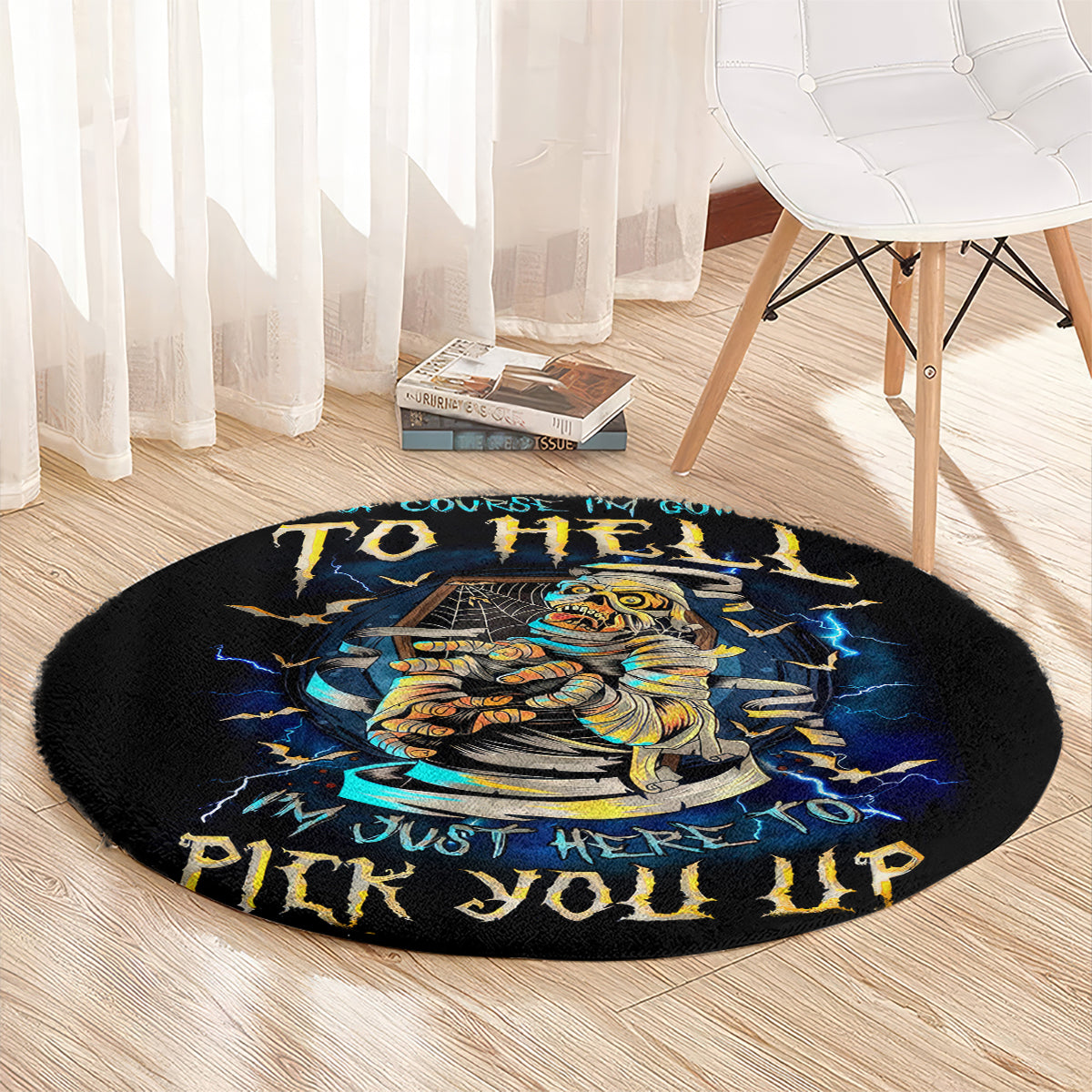 mummy-skull-round-carpet-im-going-to-hell-to-pick-you-up