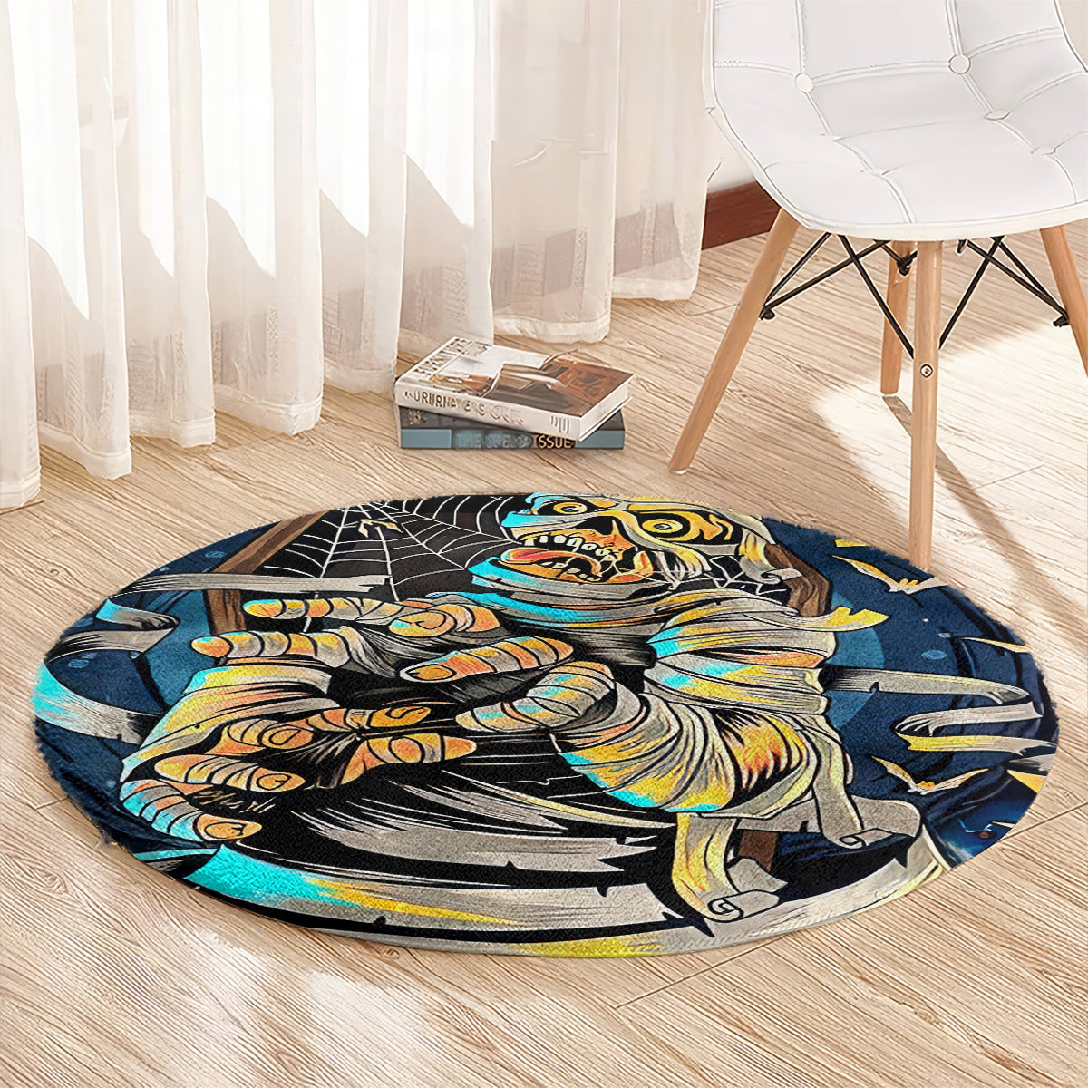 Mummy Skull Round Carpet I'm Going To Hell to Pick You Up