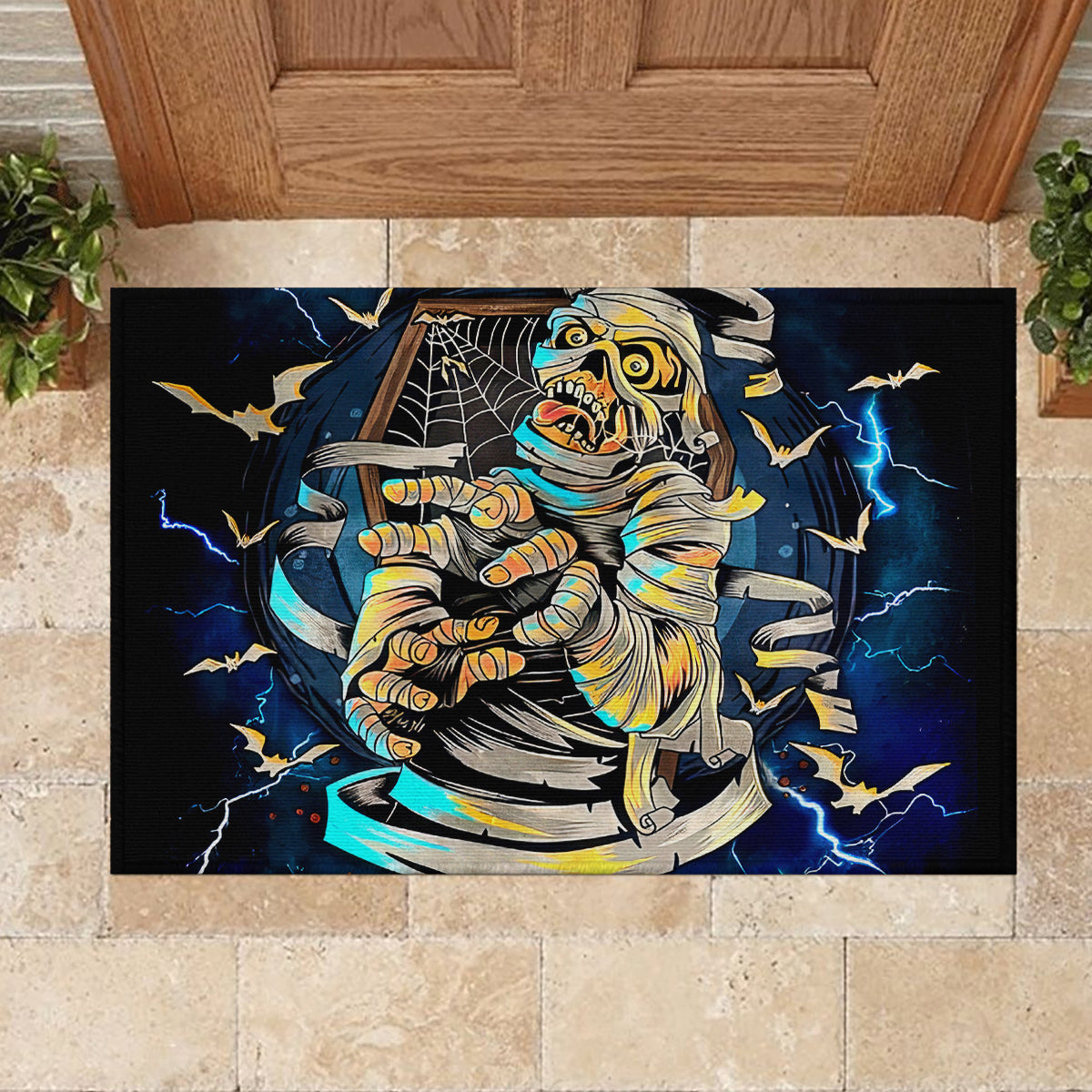 Mummy Skull Rubber Doormat I'm Going To Hell to Pick You Up - Wonder Print Shop