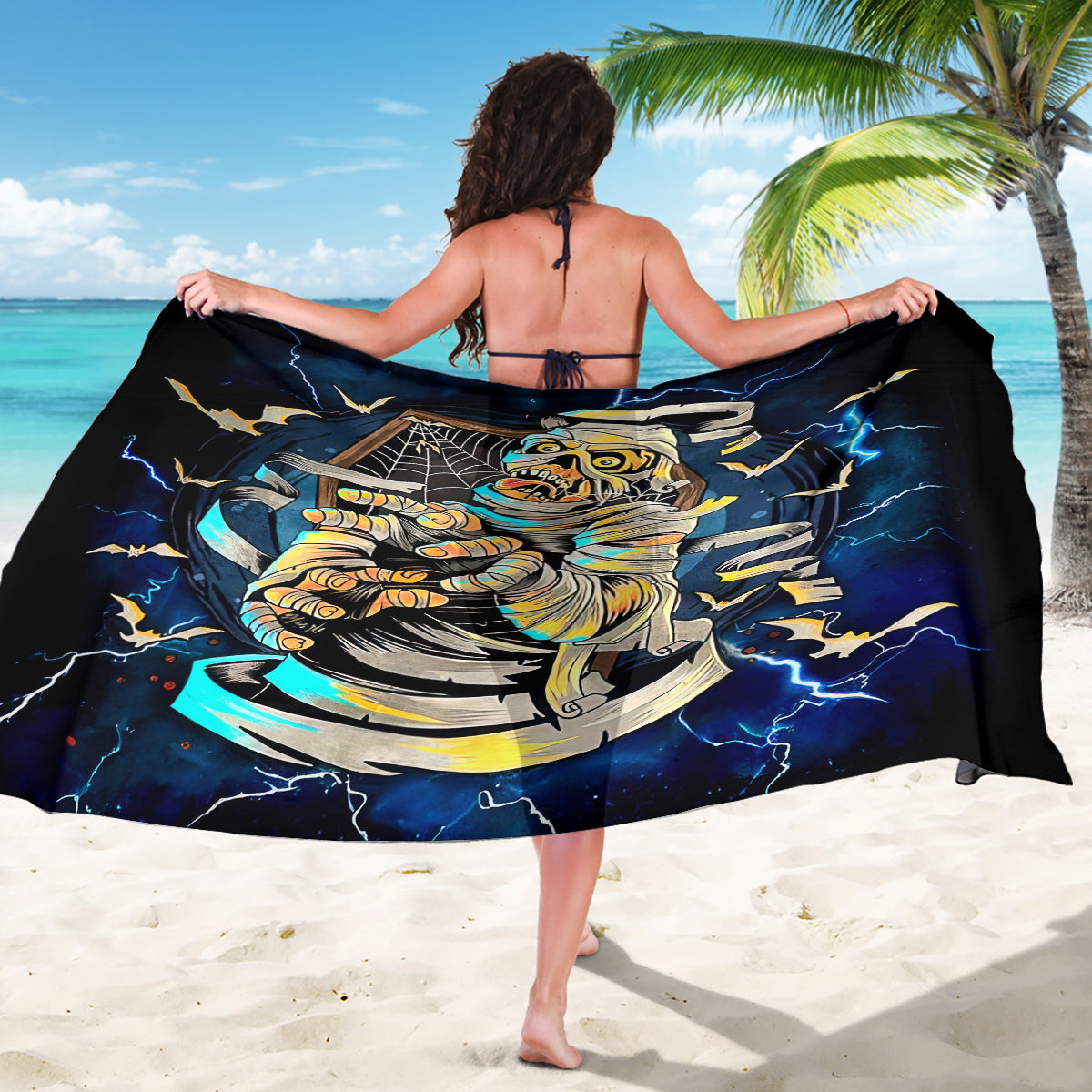 Mummy Skull Sarong I'm Going To Hell to Pick You Up - Wonder Print Shop