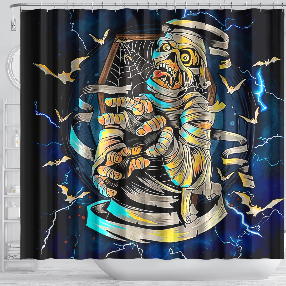 Mummy Skull Shower Curtain I'm Going To Hell to Pick You Up
