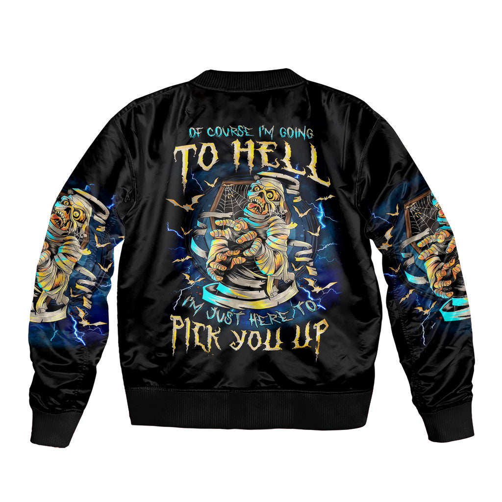 Mummy Skull Sleeve Zip Bomber Jacket I'm Going To Hell to Pick You Up - Wonder Print Shop