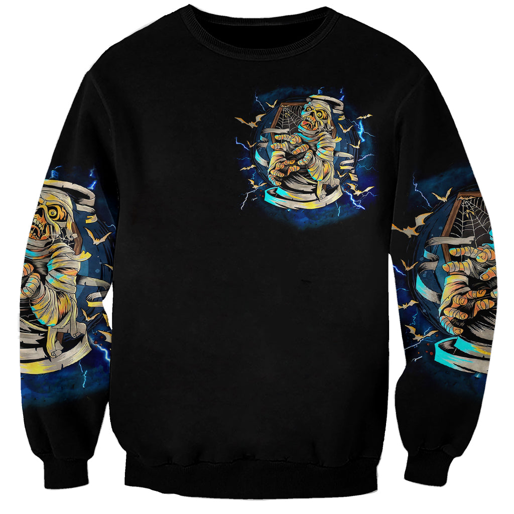 Mummy Skull Sweatshirt I'm Going To Hell to Pick You Up - Wonder Print Shop