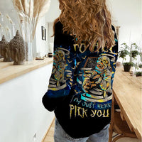 Mummy Skull Women Casual Shirt I'm Going To Hell to Pick You Up - Wonder Print Shop
