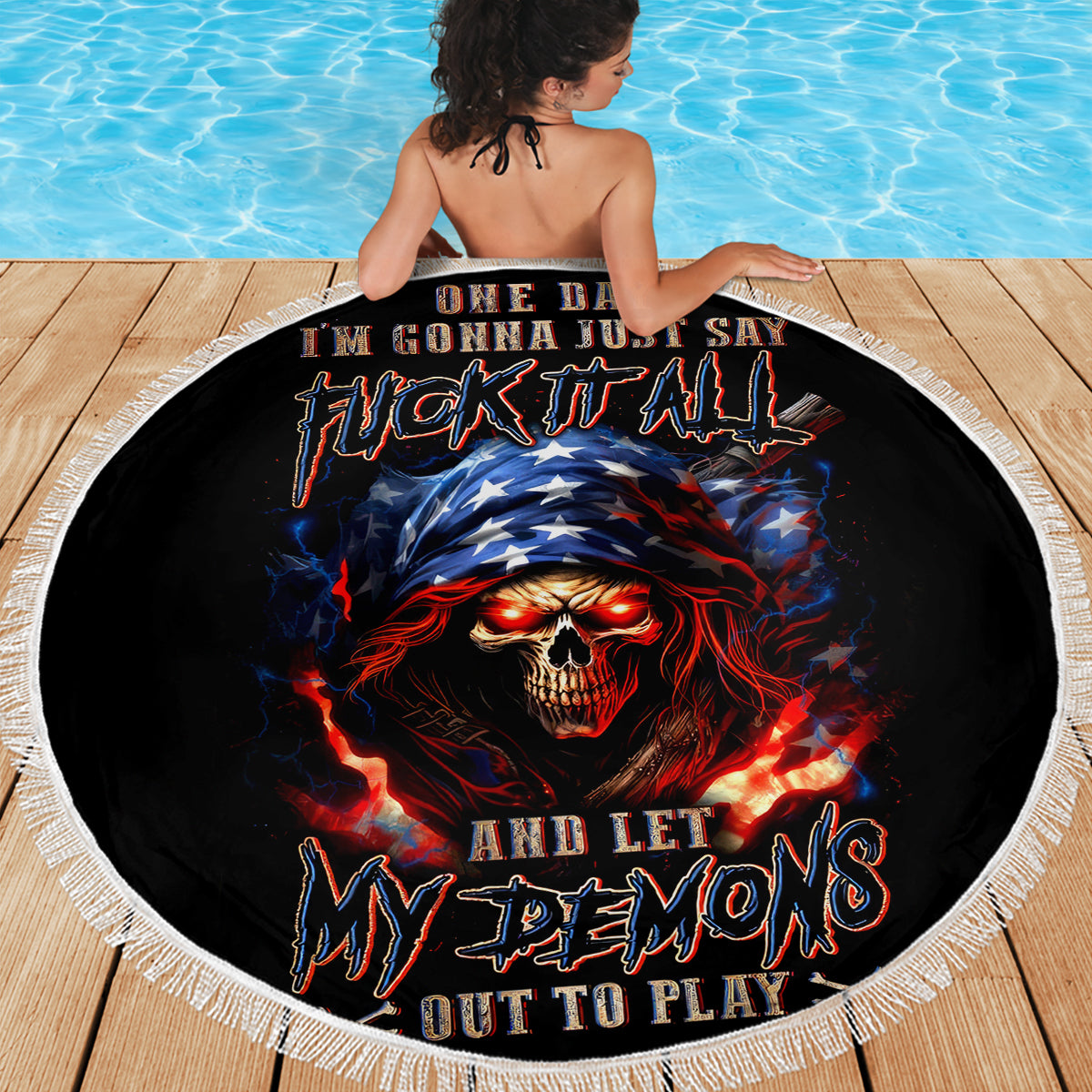 American Skull Beach Blanket One Day I Gonna Fuck It All - Wonder Print Shop