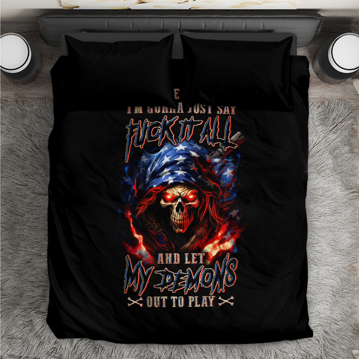 American Skull Bedding Set One Day I Gonna Fuck It All - Wonder Print Shop
