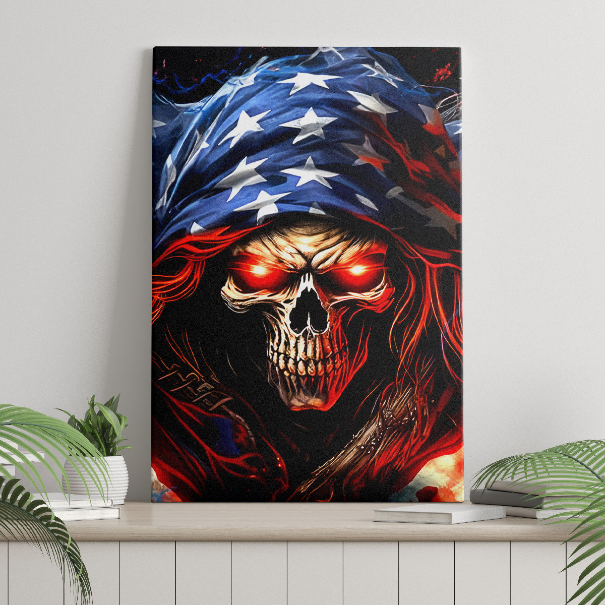 American Skull Canvas Wall Art One Day I Gonna Fuck It All - Wonder Print Shop