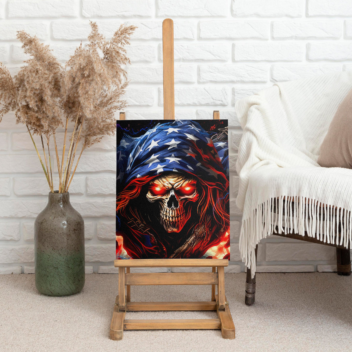 American Skull Canvas Wall Art One Day I Gonna Fuck It All - Wonder Print Shop