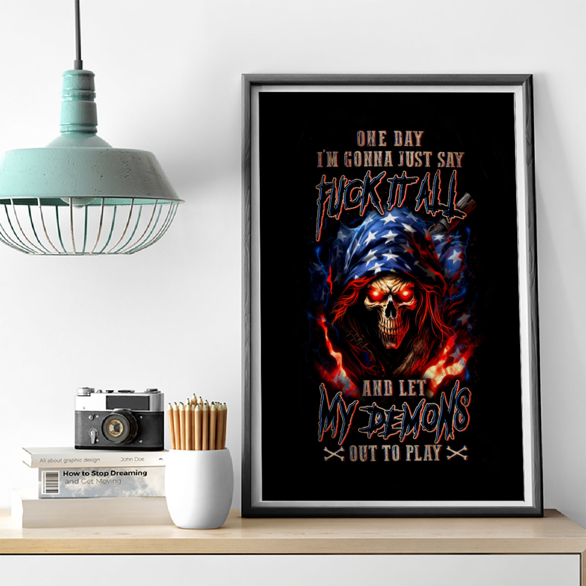 American Skull Canvas Wall Art One Day I Gonna Fuck It All - Wonder Print Shop