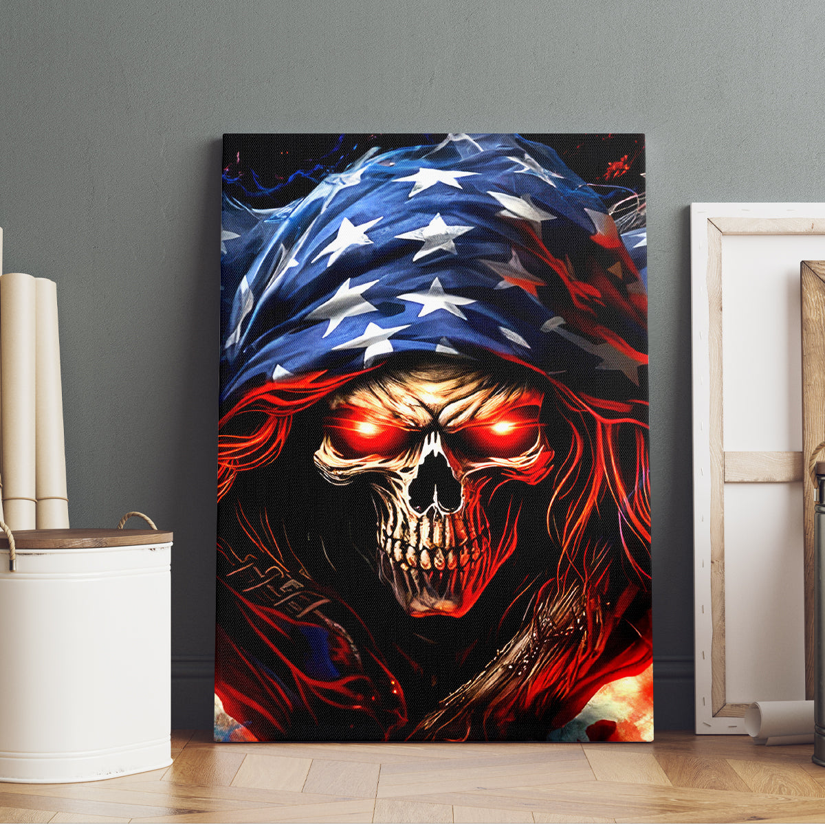 American Skull Canvas Wall Art One Day I Gonna Fuck It All - Wonder Print Shop