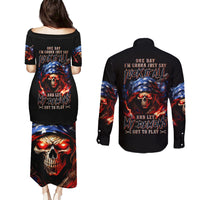 American Skull Couples Matching Puletasi and Long Sleeve Button Shirt One Day I Gonna Fuck It All - Wonder Print Shop