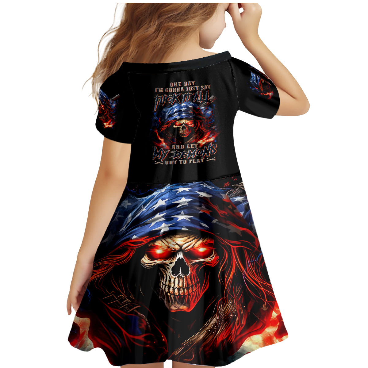 American Skull Family Matching Mermaid Dress and Hawaiian Shirt One Day I Gonna Fuck It All - Wonder Print Shop
