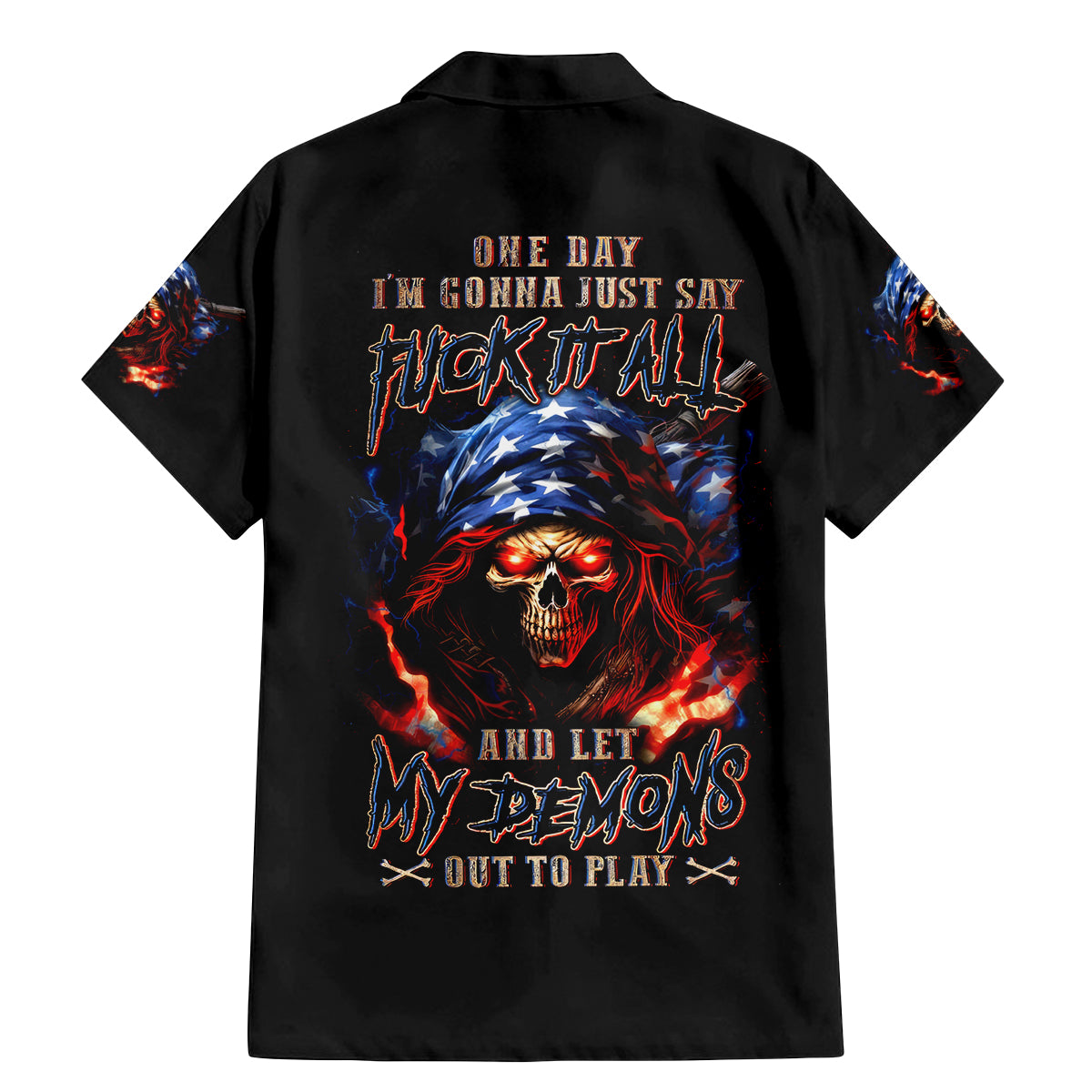 American Skull Family Matching Mermaid Dress and Hawaiian Shirt One Day I Gonna Fuck It All - Wonder Print Shop