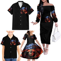 American Skull Family Matching Off Shoulder Long Sleeve Dress and Hawaiian Shirt One Day I Gonna Fuck It All - Wonder Print Shop