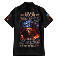 American Skull Family Matching Off Shoulder Long Sleeve Dress and Hawaiian Shirt One Day I Gonna Fuck It All - Wonder Print Shop