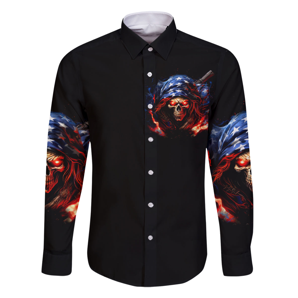 American Skull Family Matching Off Shoulder Long Sleeve Dress and Hawaiian Shirt One Day I Gonna Fuck It All - Wonder Print Shop