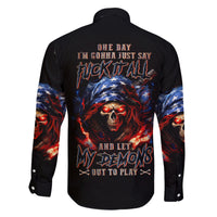 American Skull Family Matching Off Shoulder Long Sleeve Dress and Hawaiian Shirt One Day I Gonna Fuck It All - Wonder Print Shop