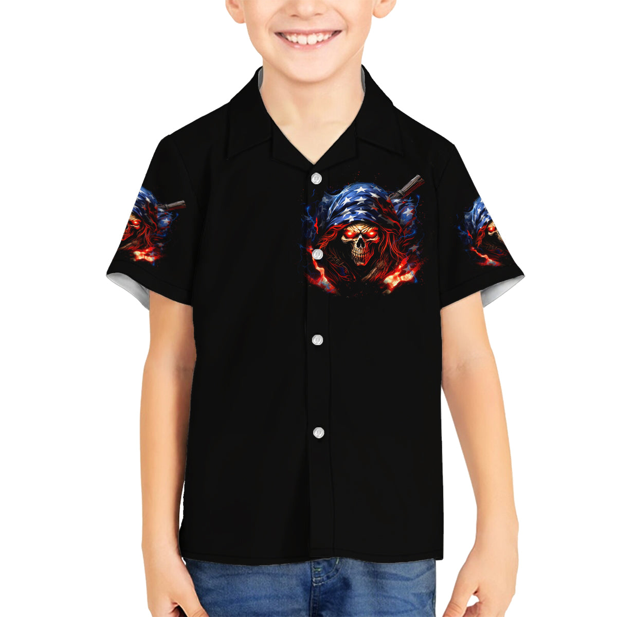 American Skull Family Matching Off Shoulder Long Sleeve Dress and Hawaiian Shirt One Day I Gonna Fuck It All - Wonder Print Shop