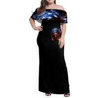 American Skull Family Matching Off Shoulder Maxi Dress and Hawaiian Shirt One Day I Gonna Fuck It All - Wonder Print Shop