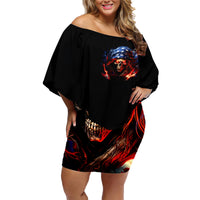 American Skull Family Matching Off Shoulder Short Dress and Hawaiian Shirt One Day I Gonna Fuck It All - Wonder Print Shop