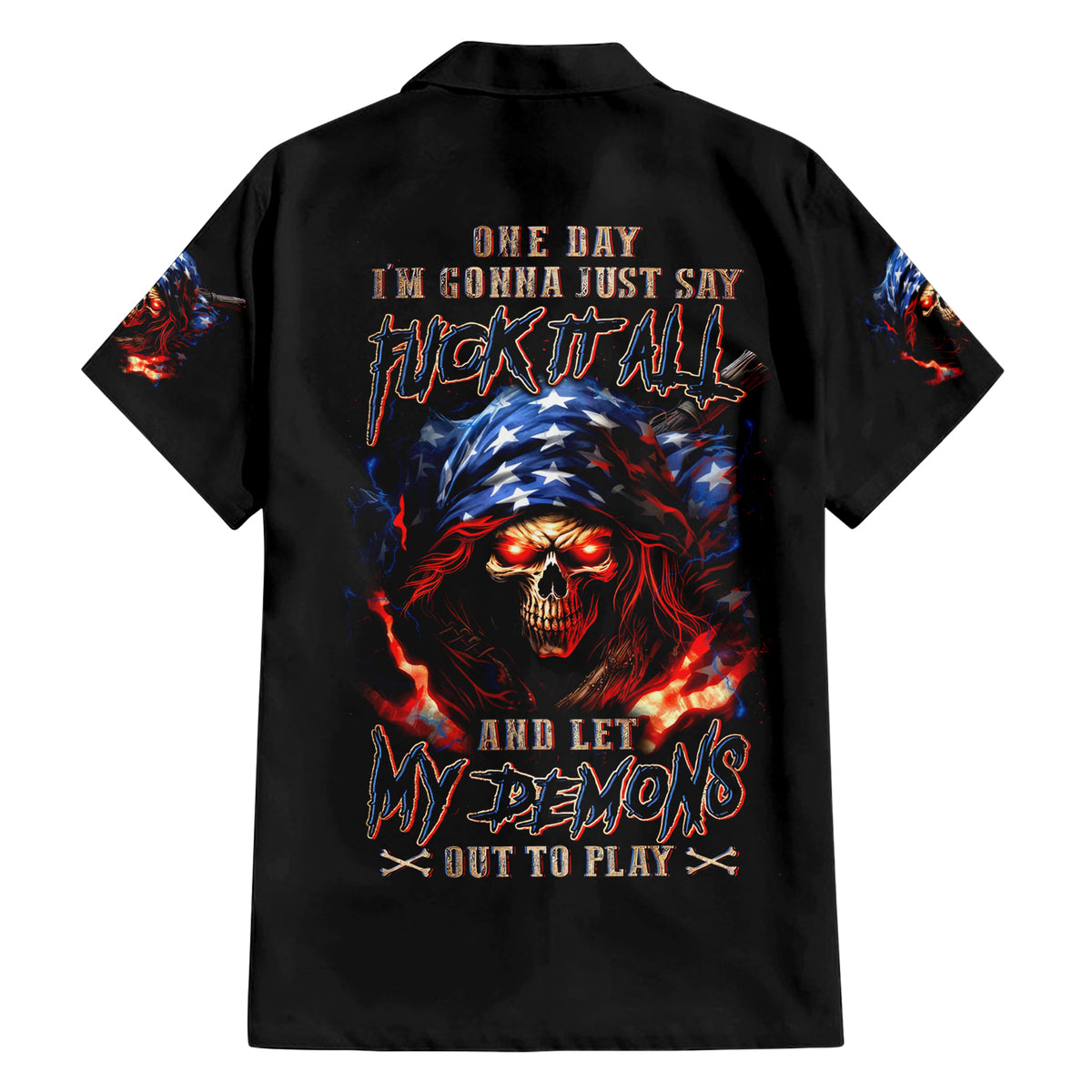 American Skull Hawaiian Shirt One Day I Gonna Fuck It All - Wonder Print Shop
