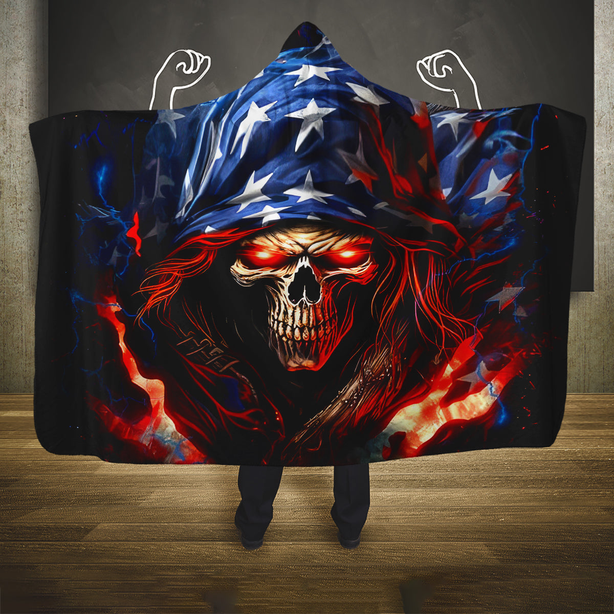 American Skull Hooded Blanket One Day I Gonna Fuck It All