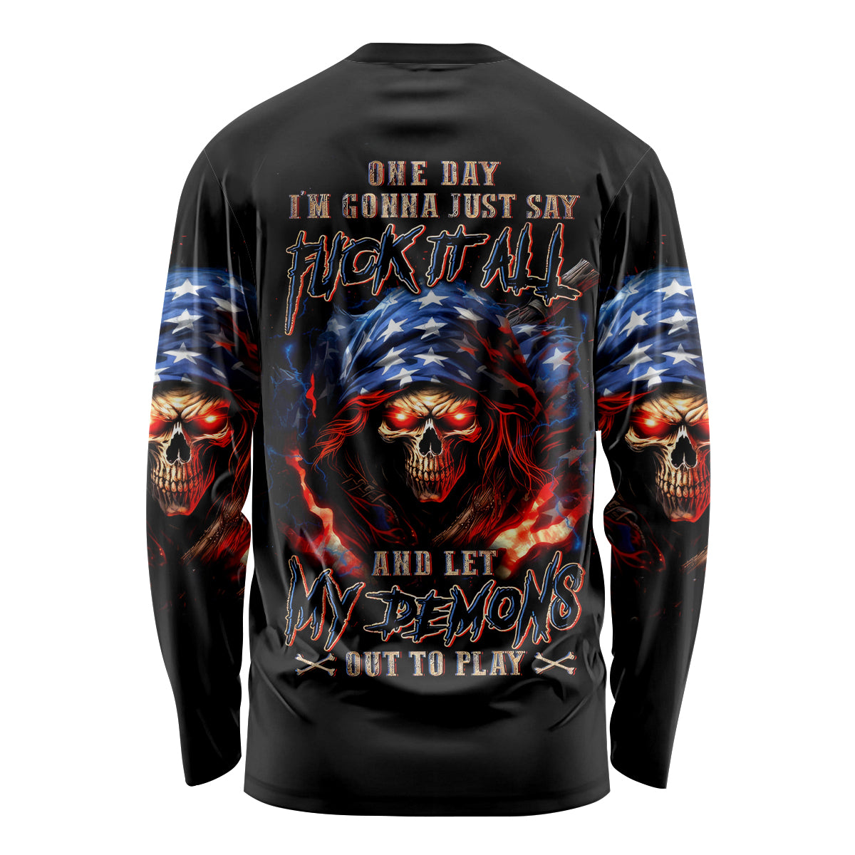 American Skull Long Sleeve Shirt One Day I Gonna Fuck It All - Wonder Print Shop