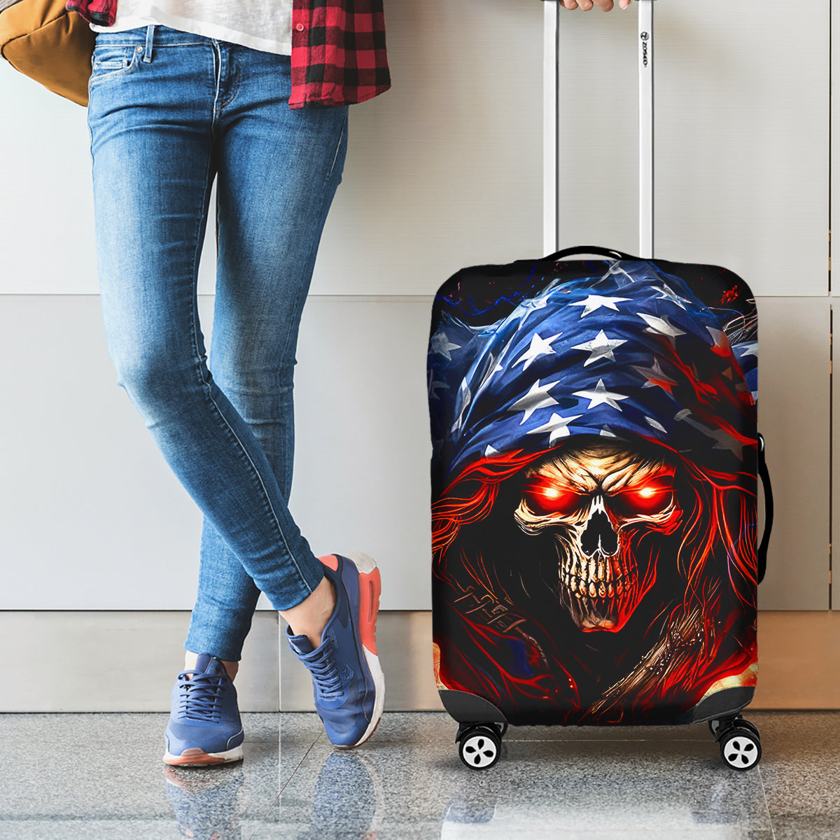 American Skull Luggage Cover One Day I Gonna Fuck It All - Wonder Print Shop