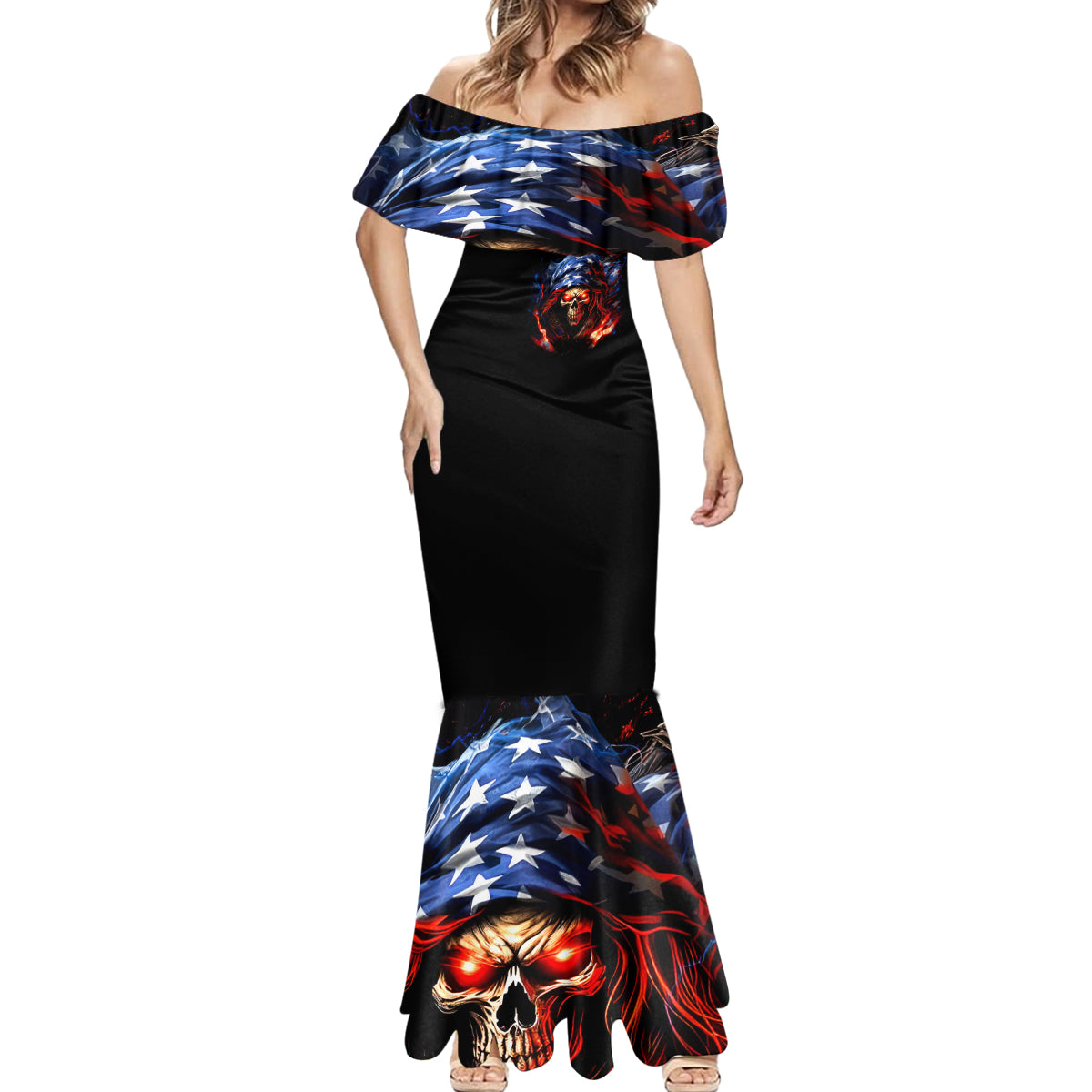 American Skull Mermaid Dress One Day I Gonna Fuck It All - Wonder Print Shop