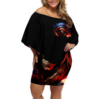 American Skull Off Shoulder Short Dress One Day I Gonna Fuck It All - Wonder Print Shop