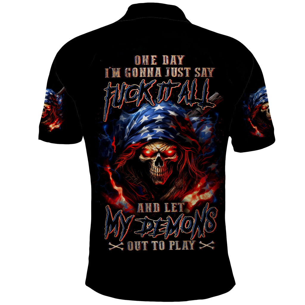 American Skull Polo Shirt One Day I Gonna Fuck It All - Wonder Print Shop