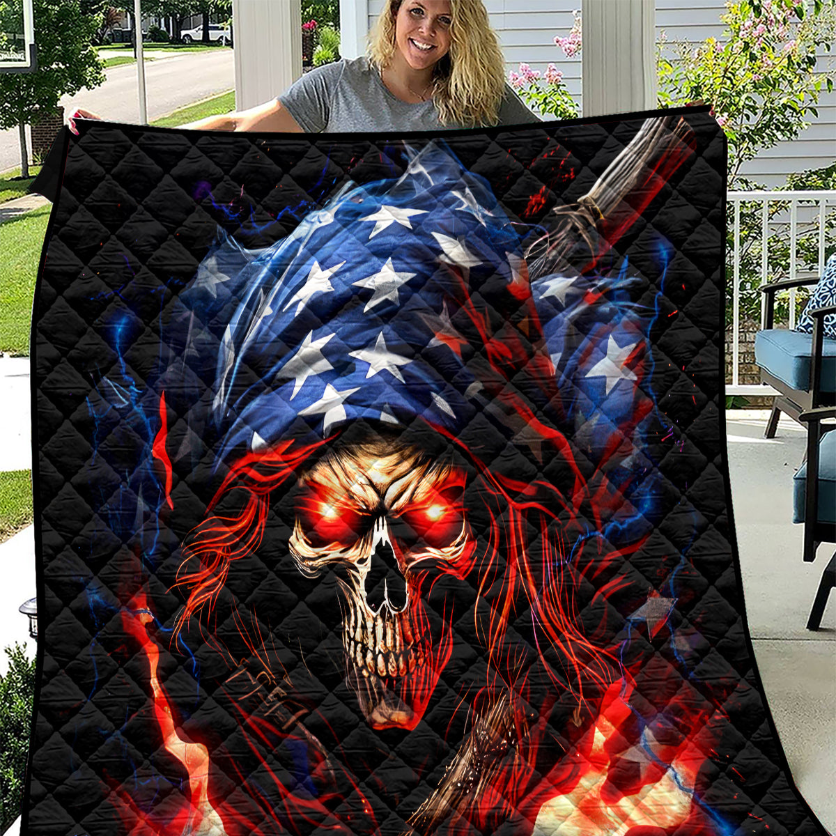 American Skull Quilt One Day I Gonna Fuck It All - Wonder Print Shop