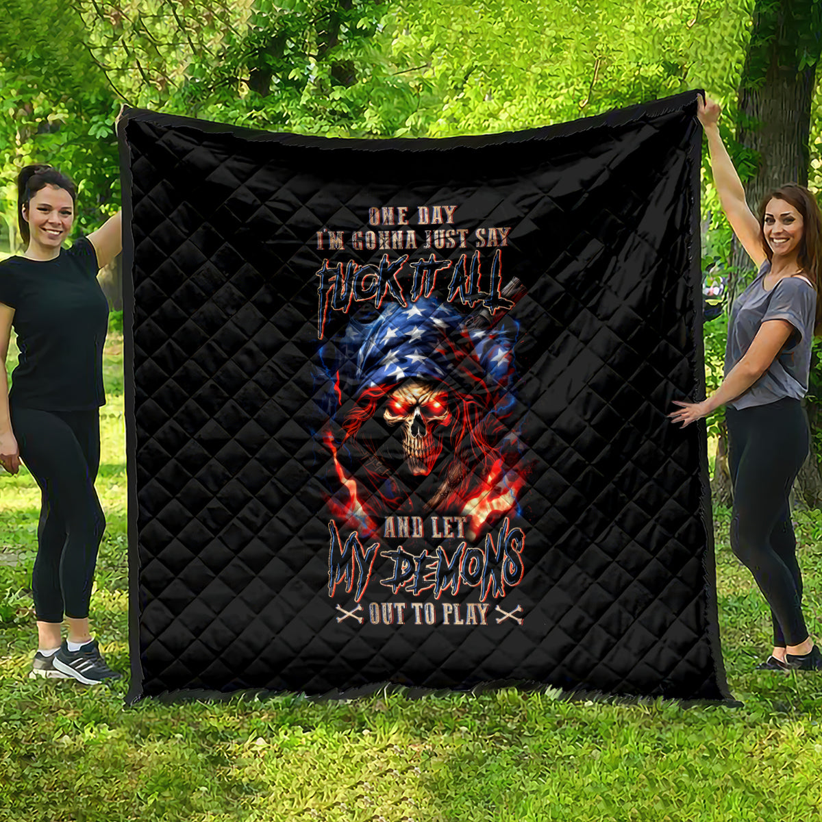 American Skull Quilt One Day I Gonna Fuck It All - Wonder Print Shop