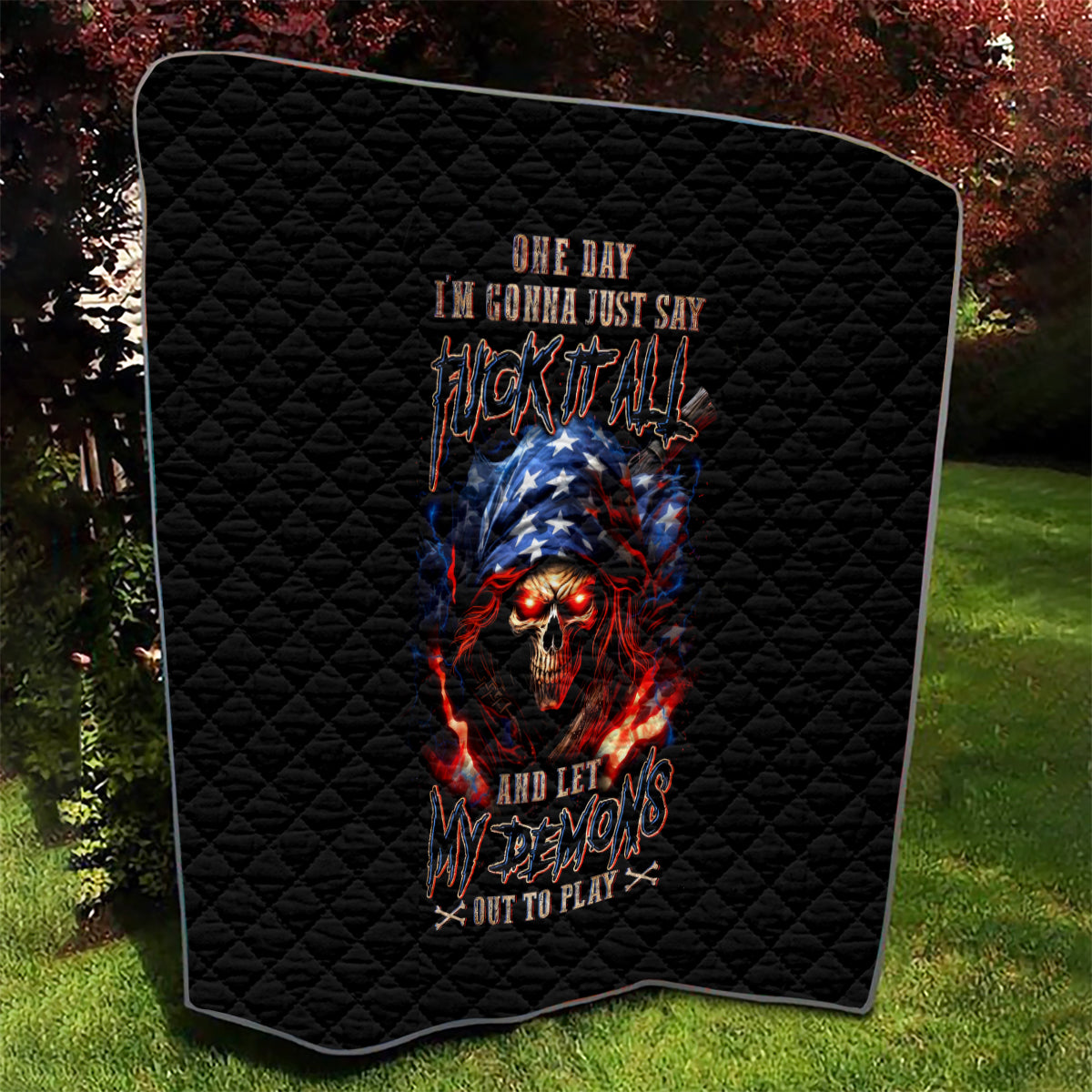 American Skull Quilt One Day I Gonna Fuck It All - Wonder Print Shop