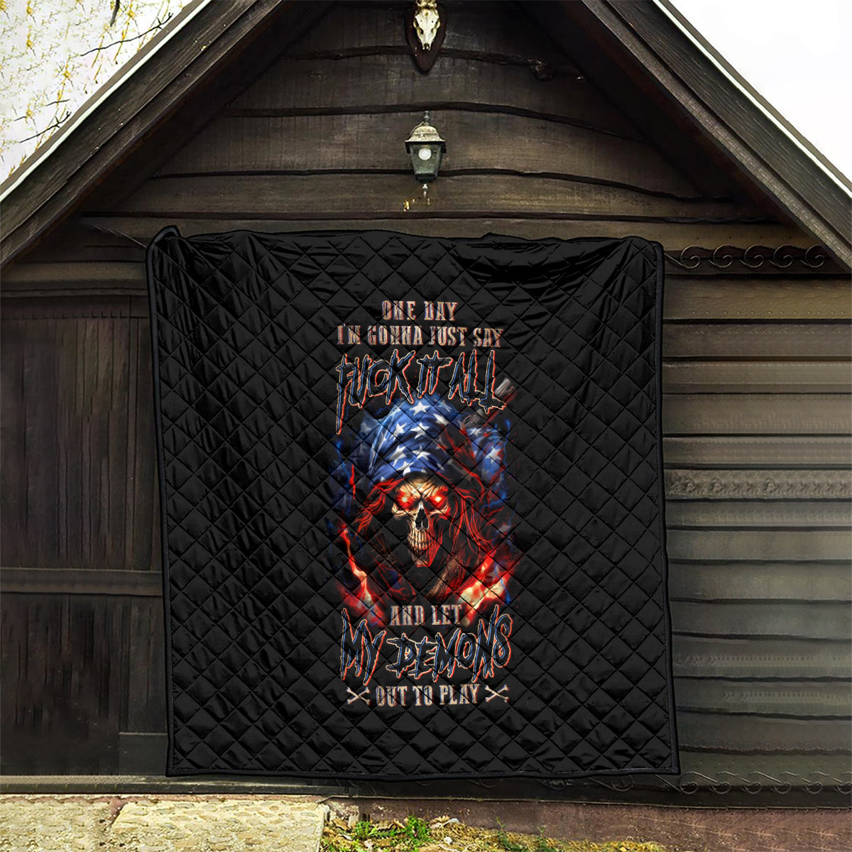 American Skull Quilt One Day I Gonna Fuck It All - Wonder Print Shop