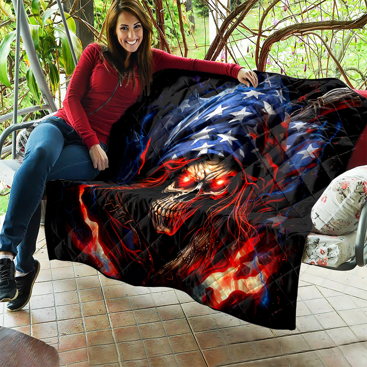 American Skull Quilt One Day I Gonna Fuck It All - Wonder Print Shop