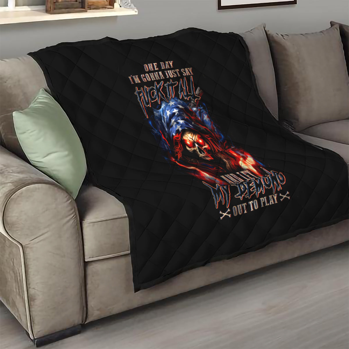 American Skull Quilt One Day I Gonna Fuck It All - Wonder Print Shop