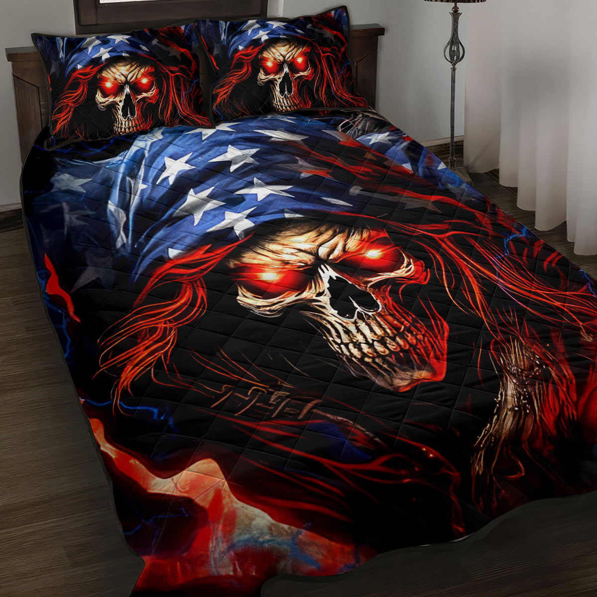 American Skull Quilt Bed Set One Day I Gonna Fuck It All - Wonder Print Shop