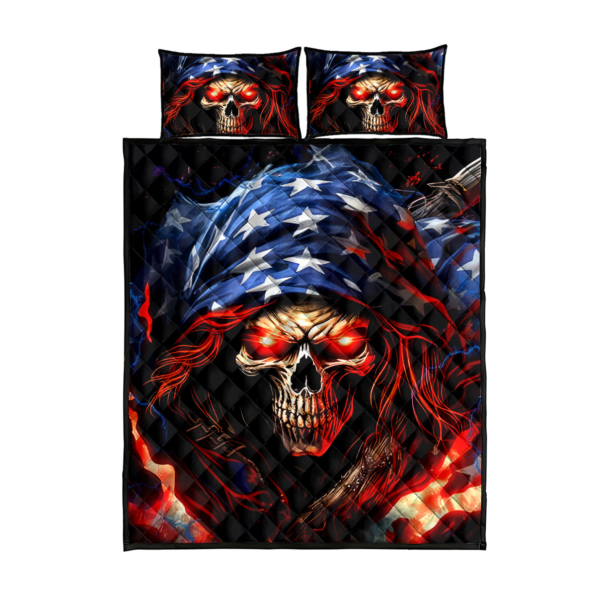 American Skull Quilt Bed Set One Day I Gonna Fuck It All - Wonder Print Shop