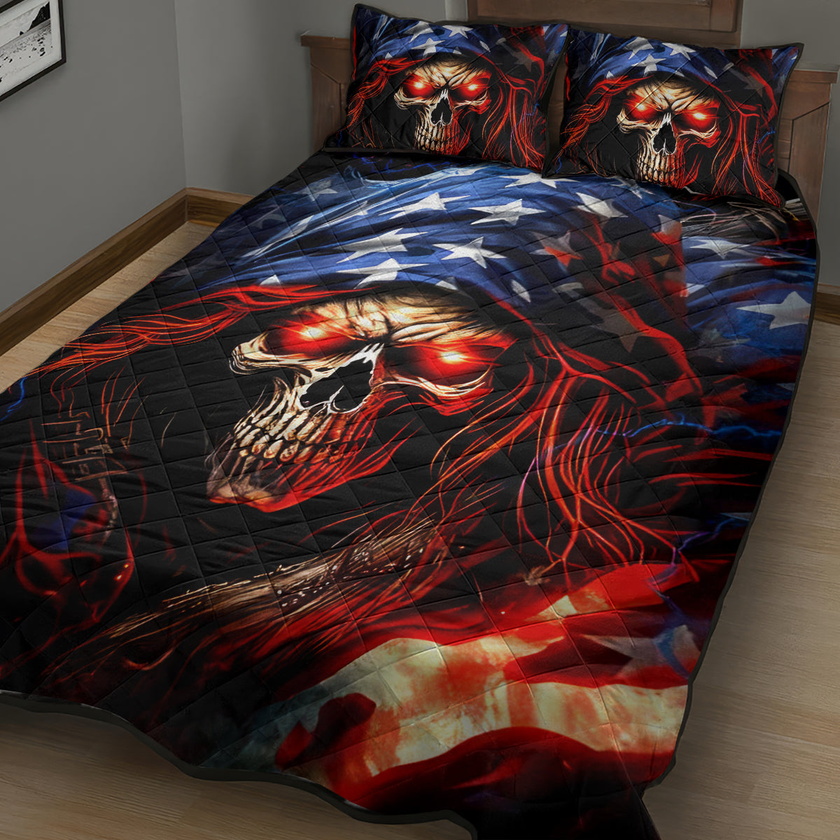 American Skull Quilt Bed Set One Day I Gonna Fuck It All - Wonder Print Shop