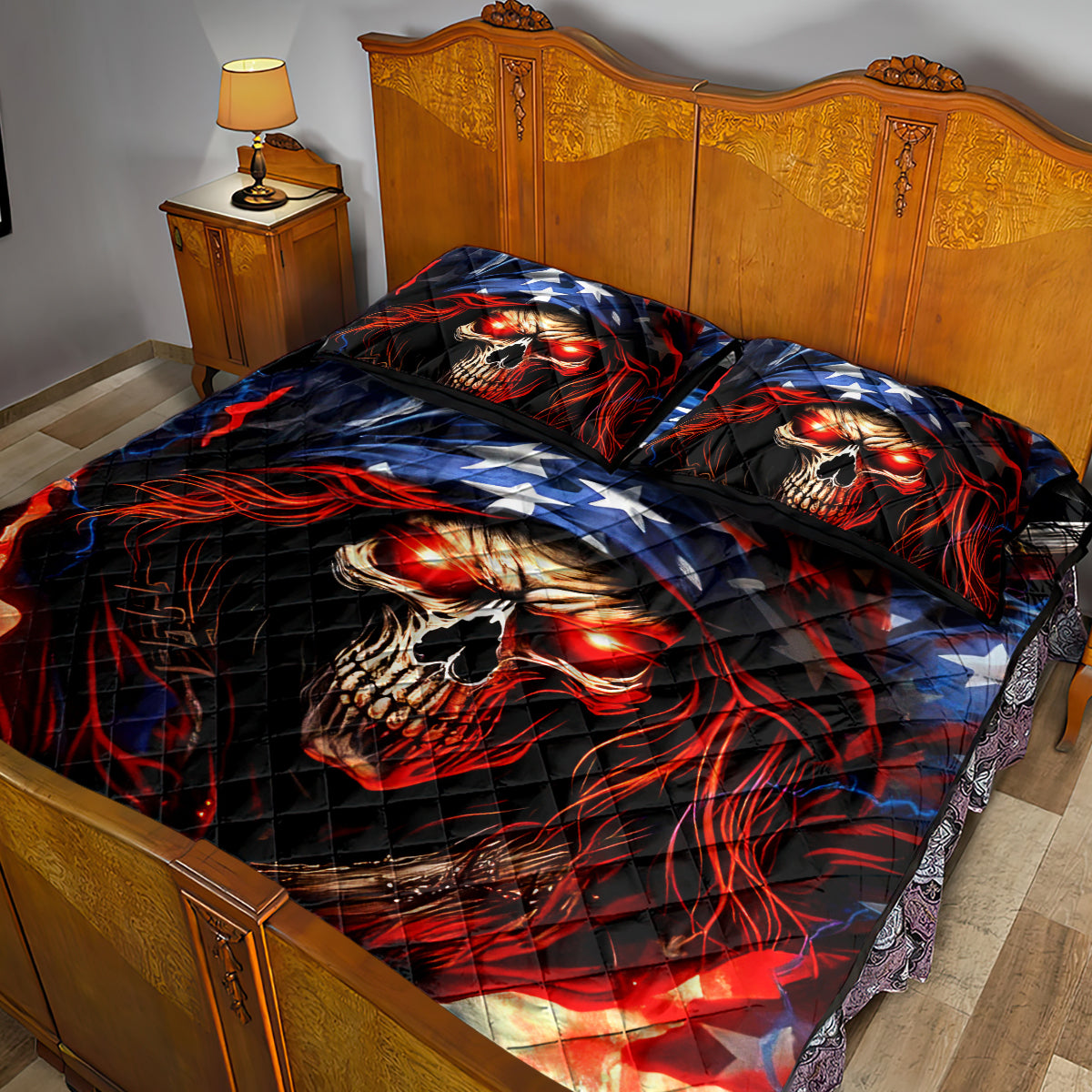 American Skull Quilt Bed Set One Day I Gonna Fuck It All - Wonder Print Shop