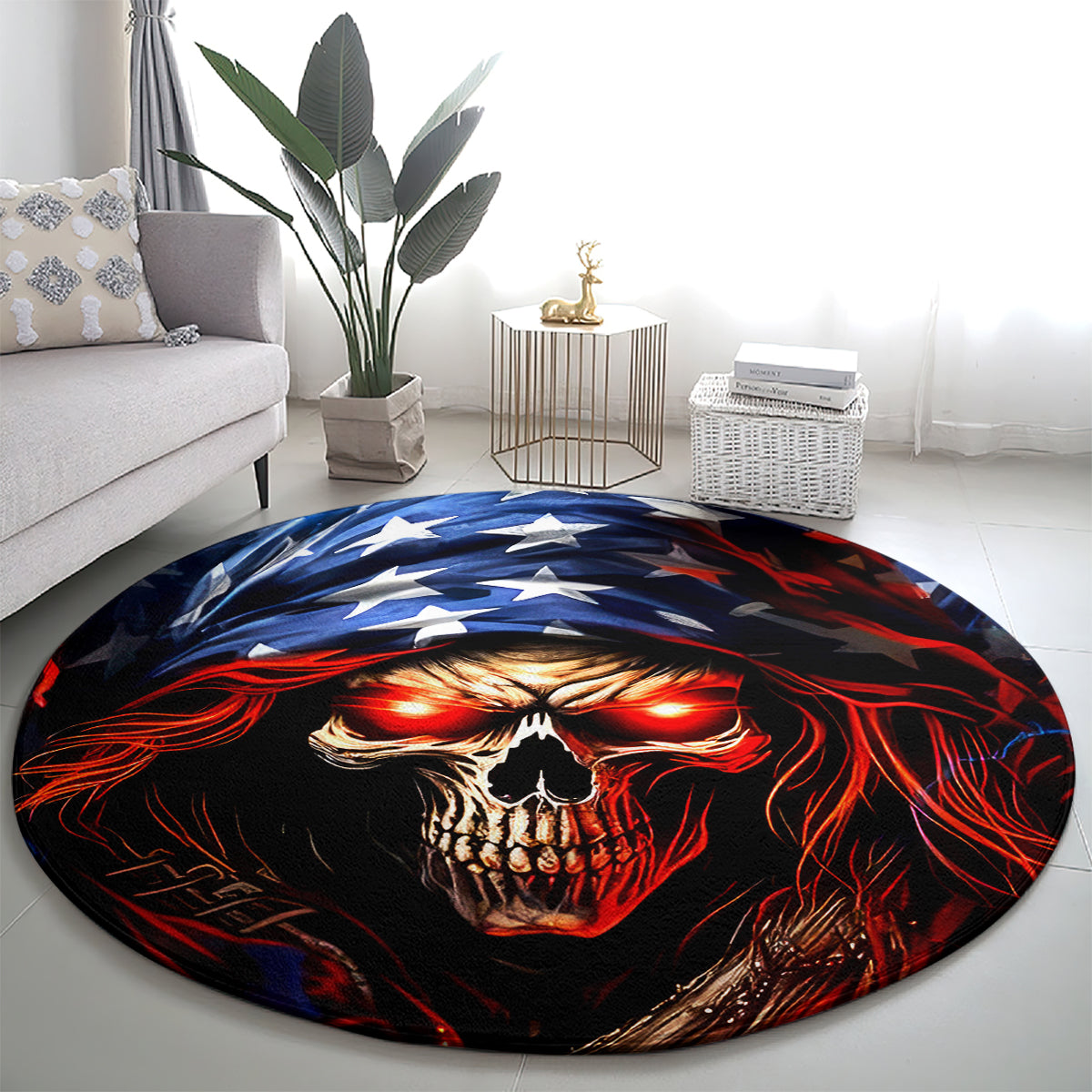 American Skull Round Carpet One Day I Gonna Fuck It All